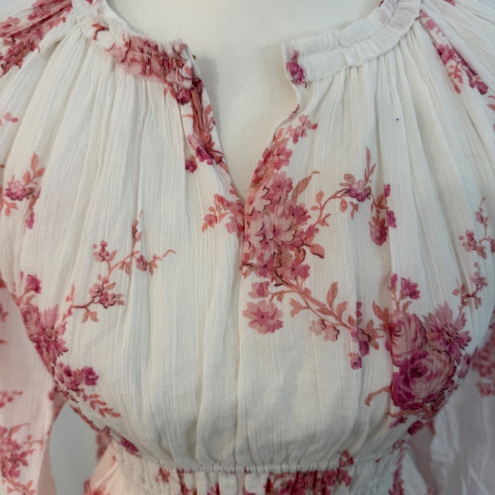 LoveShackFancy Mellni Floral Mini Dress Pink & White - Picture 7 of 12